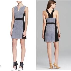 4.collective Rasia Racerback Cotton Tweed Sleeveless Sheath Dress Blue Black 6